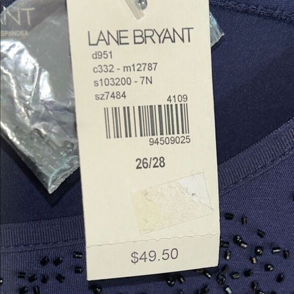 NWT Lane Bryant Beaded Elegant or Casual Navy Blue Women's Top - Picture 6 of 17